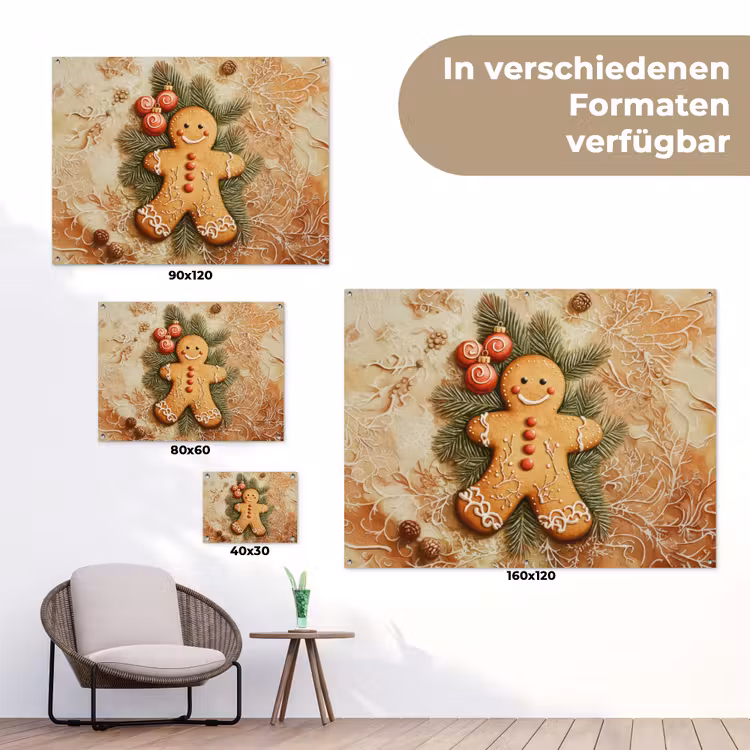 Kerstmis - Koekje - Poppetje - Speculaas tuinposter los doek klein -Xsfeer9_DE