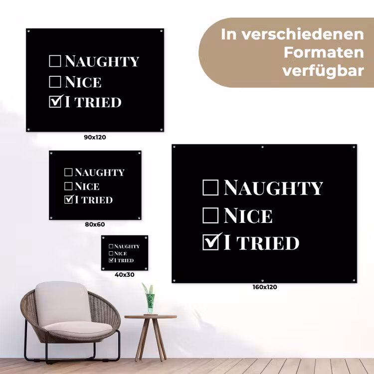 Kerst - Zwart - Wit - Quote - Grappig tuinposter los doek klein -Xsfeer9_DE