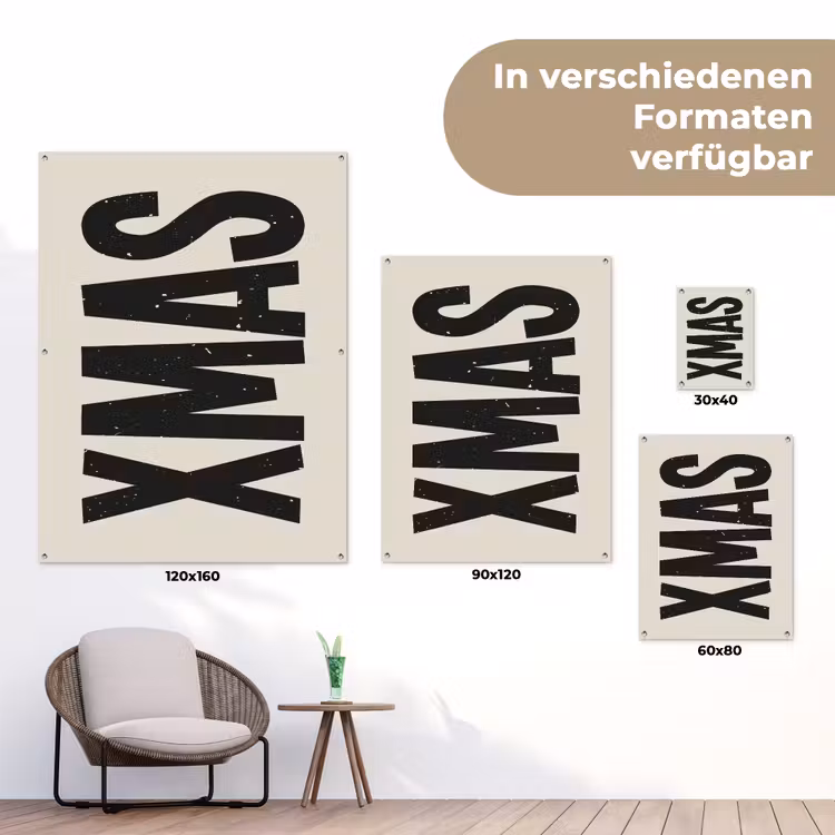 Kerst - Christmas - Japandi - Beige tuinposter los doek klein -Xsfeer9_DE