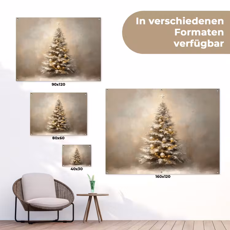Kerst - kerstboom - Sneeuw - Art tuinposter los doek klein -Xsfeer9_DE