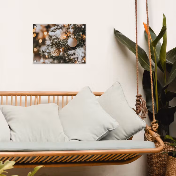 Kerst - Kerstboom - Winter - Binnen - Sneeuw tuinposter los doek klein -sfeer7