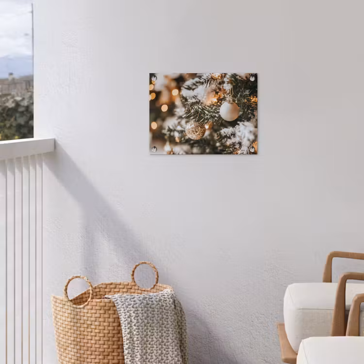 Kerst - Kerstboom - Winter - Binnen - Sneeuw tuinposter los doek klein -sfeer8