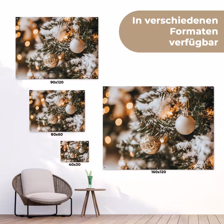Kerst - Kerstboom - Winter - Binnen - Sneeuw tuinposter los doek klein -Xsfeer9_DE