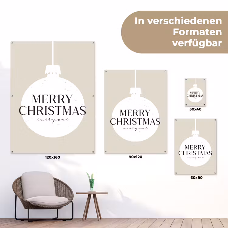 Christmas - Kerstballen - Japandi - Witte kerstballen tuinposter los doek klein -Xsfeer9_DE