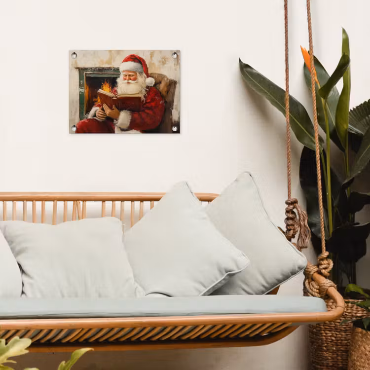 Kerst - Kerstman - Winter - Open Haard tuinposter los doek klein -sfeer7