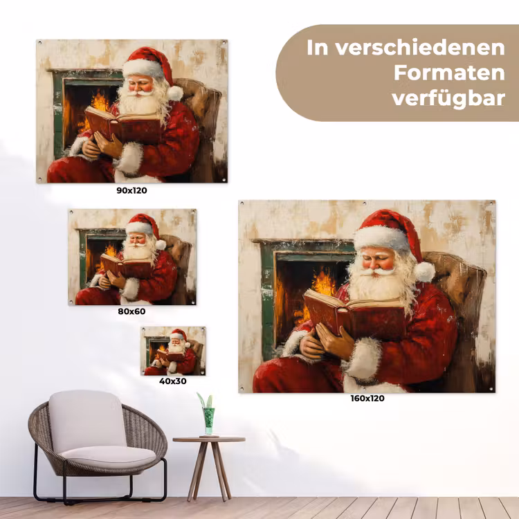 Kerst - Kerstman - Winter - Open Haard tuinposter los doek klein -Xsfeer9_DE