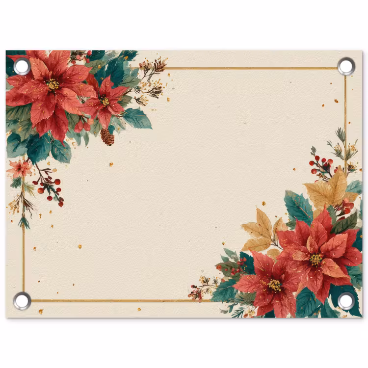 Kerst - Poinsettia - Omlijsting - Kleurrijk tuinposter los doek klein -3d