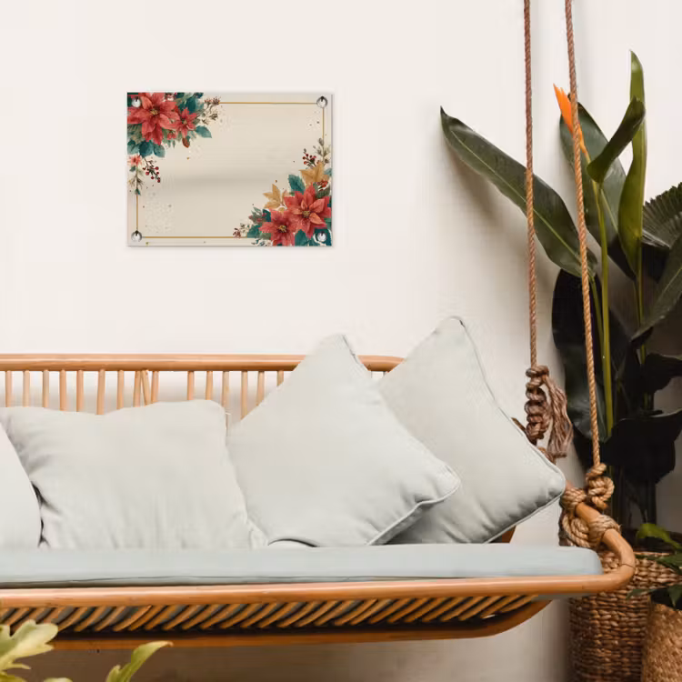 Kerst - Poinsettia - Omlijsting - Kleurrijk tuinposter los doek klein -sfeer7