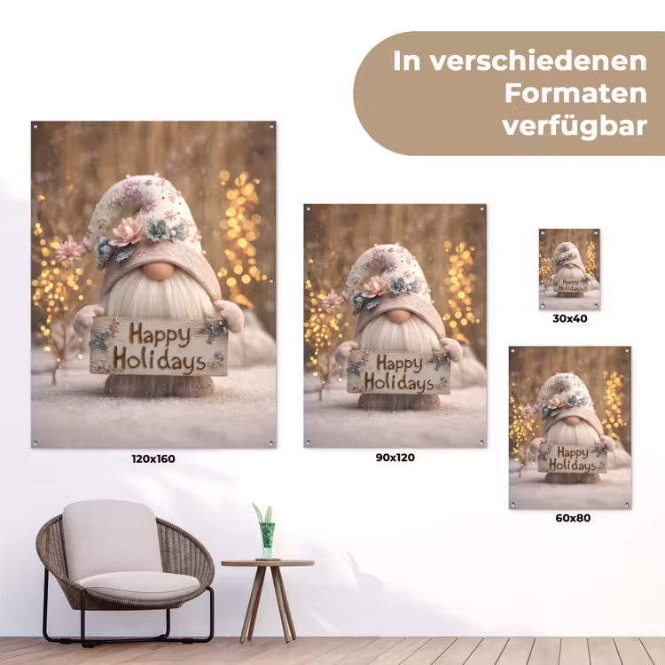 Kerst - Gnome - Bord - Kleurrijk tuinposter los doek klein -Xsfeer9_DE