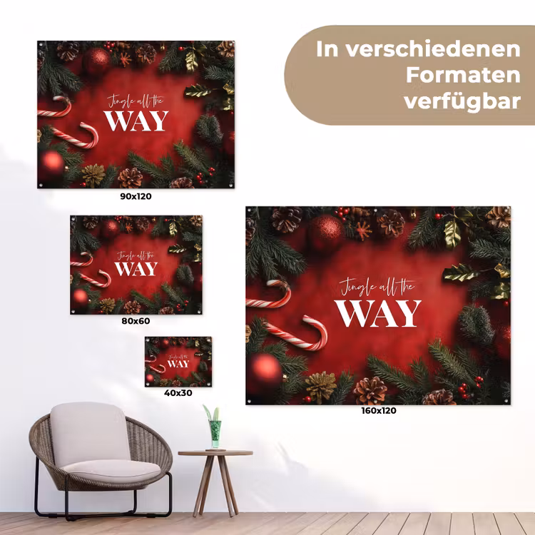Kerst - Quote - Rood - Kerstballen tuinposter los doek klein -Xsfeer9_DE