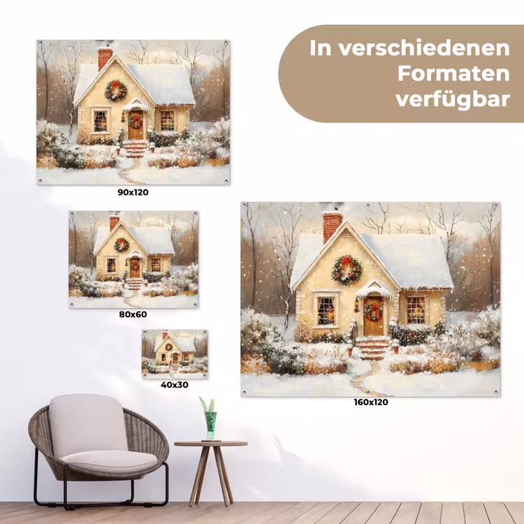 Kerst - Huis - Winter - Sneeuw tuinposter los doek klein -Xsfeer9_DE