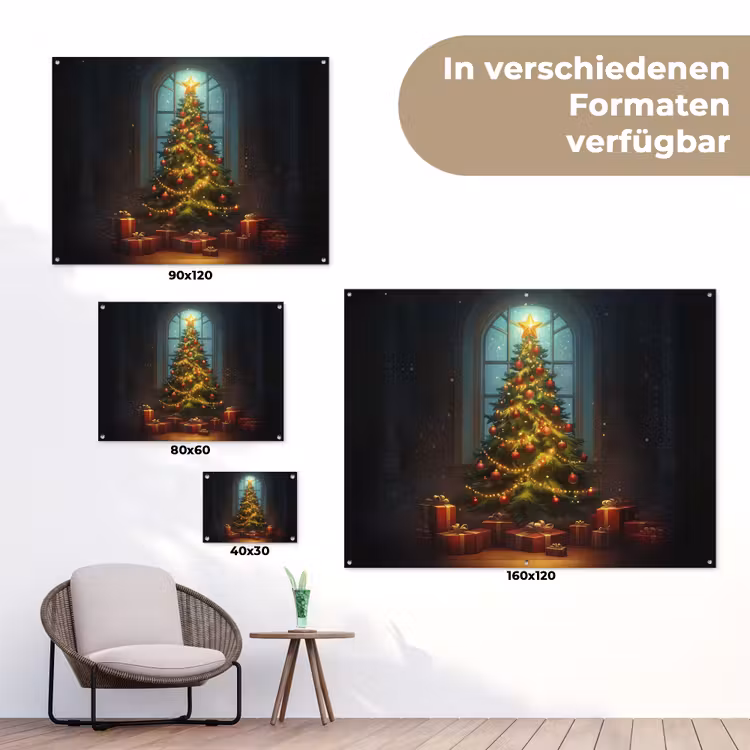 Kerstboom - Cadeau - Kerst - Winter tuinposter los doek klein -Xsfeer9_DE