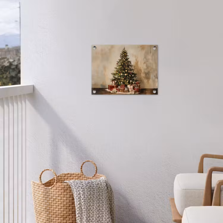 Kerstboom - Versierd - Kleurrijk tuinposter los doek klein -sfeer8