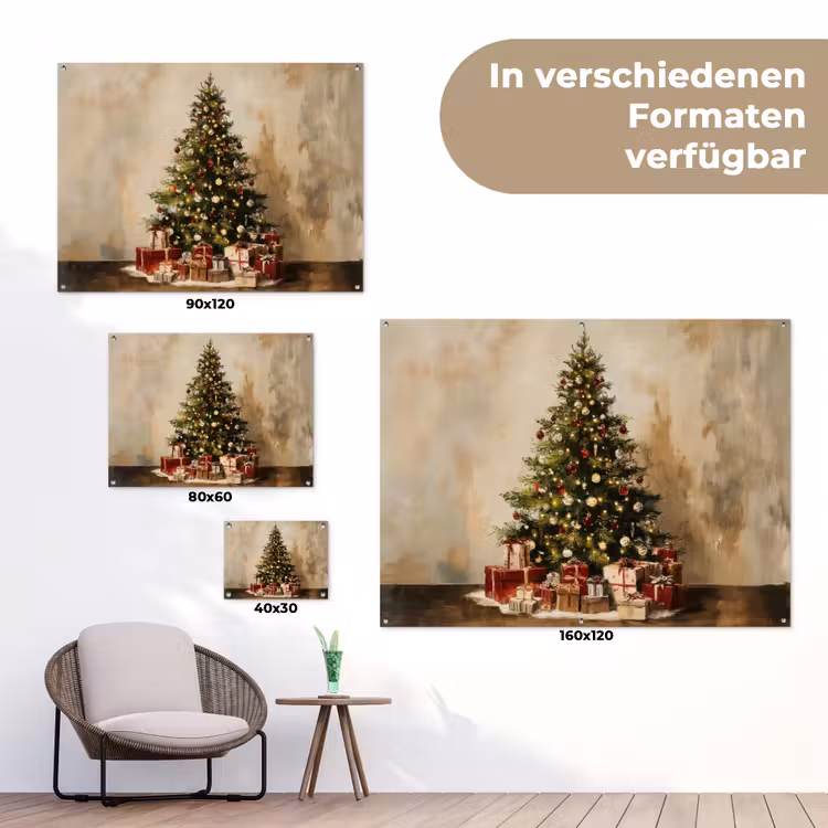Kerstboom - Versierd - Kleurrijk tuinposter los doek klein -Xsfeer9_DE