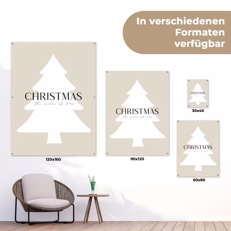 Kerstboom - Japandi - Christmas - Beige tuinposter los doek klein -Xsfeer9_DE