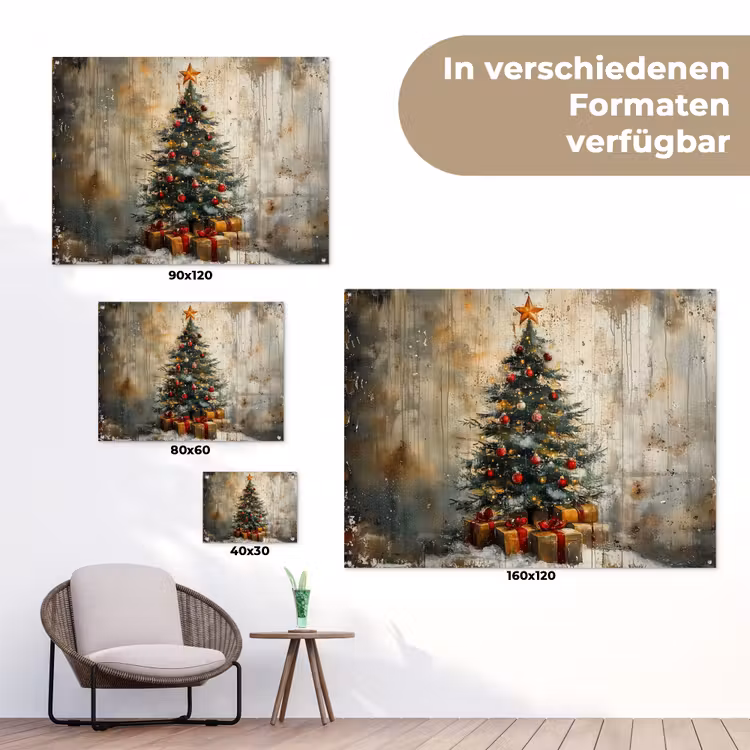 Kerstboom - Vintage - Kerst - Cadeau tuinposter los doek klein -Xsfeer9_DE