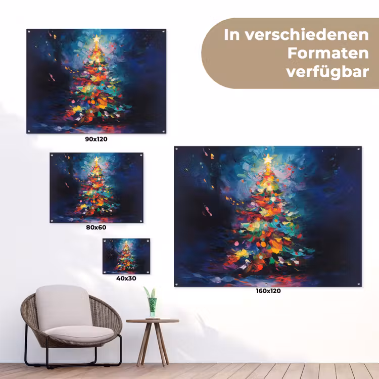 Kerstboom - Kerst - Abstract - Kleurrijk tuinposter los doek klein -Xsfeer9_DE
