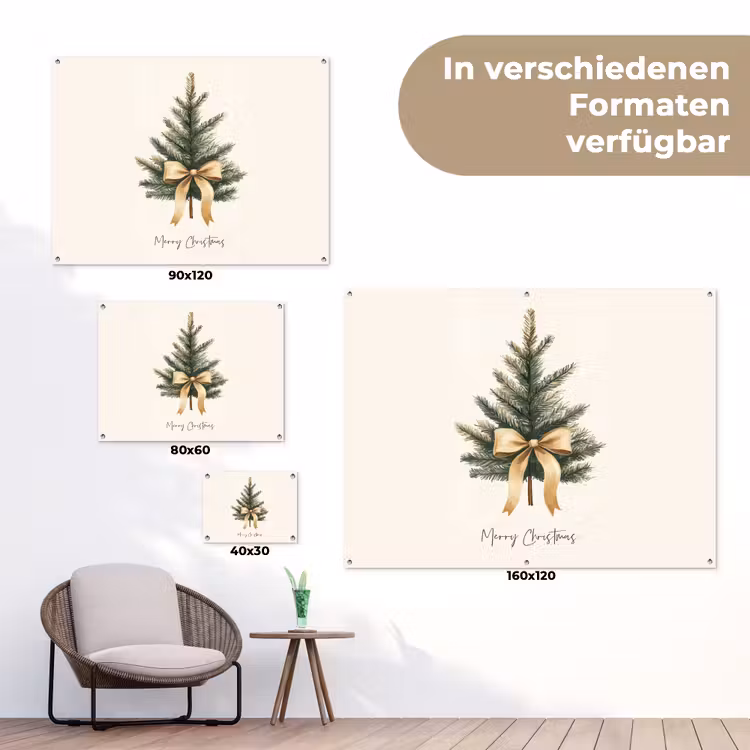 Kerstboom - Kerst - Merry Christmas - Beige tuinposter los doek klein -Xsfeer9_DE