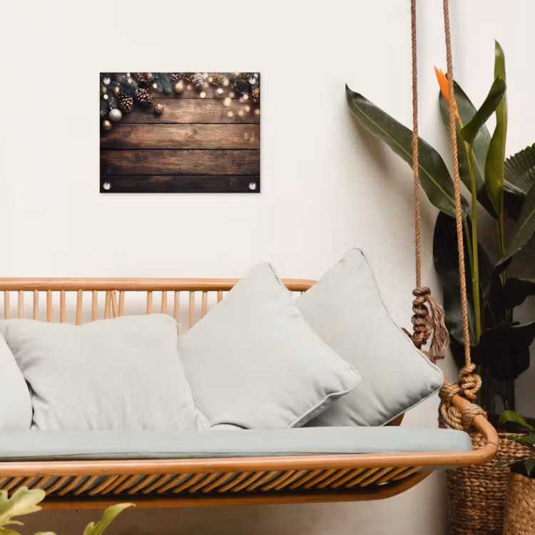 Kerstdecoratie - Houten - Dennenappel - Bruin tuinposter los doek klein -sfeer7
