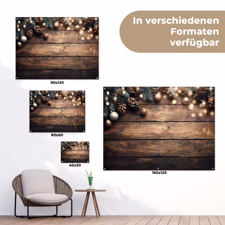 Kerstdecoratie - Houten - Dennenappel - Bruin tuinposter los doek klein -Xsfeer9_DE