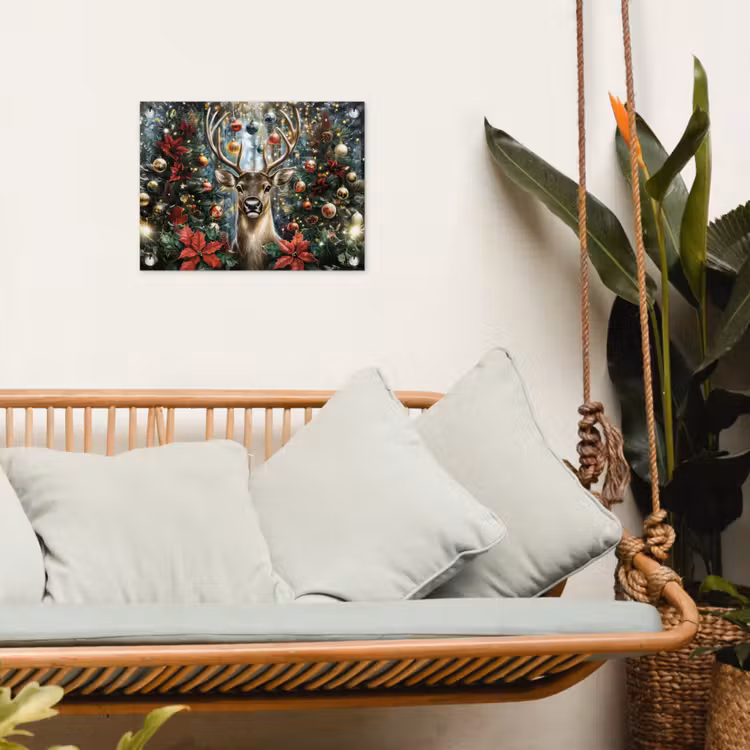 Kerstfeest - Dennenbos - Rood tuinposter los doek klein -sfeer7