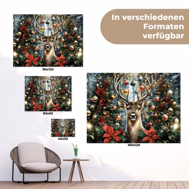 Kerstfeest - Dennenbos - Rood tuinposter los doek klein -Xsfeer9_DE