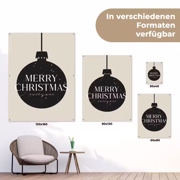 Kerstballen - Japandi - Christmas - Zwarte kerstballen tuinposter los doek klein -Xsfeer9_DE