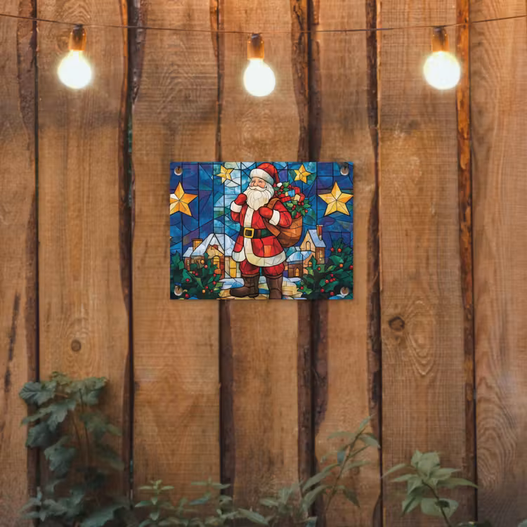 Kerstman - Glas - Kleurrijk tuinposter los doek klein -sfeer1