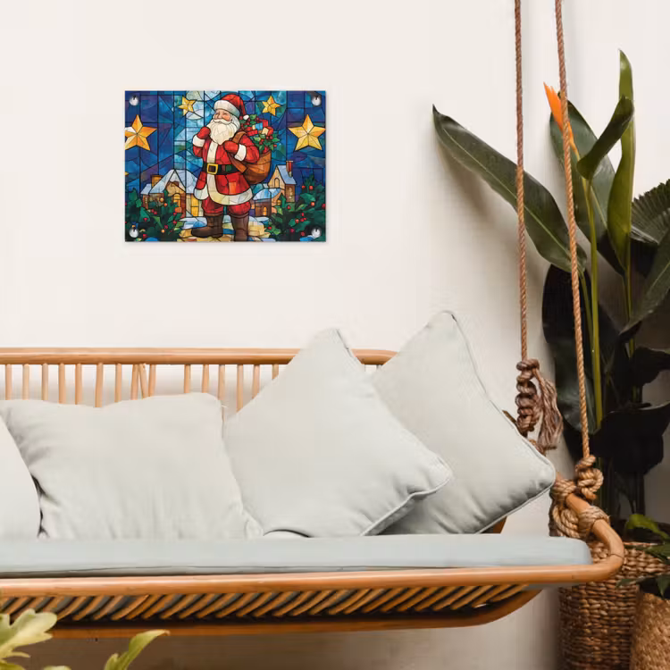 Kerstman - Glas - Kleurrijk tuinposter los doek klein -sfeer7