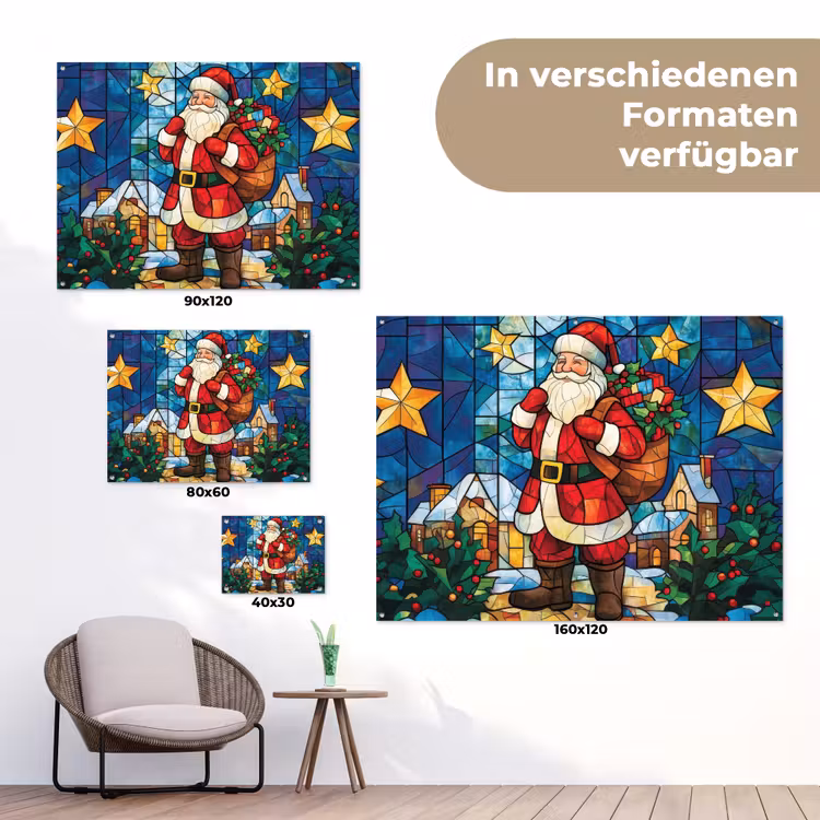 Kerstman - Glas - Kleurrijk tuinposter los doek klein -Xsfeer9_DE