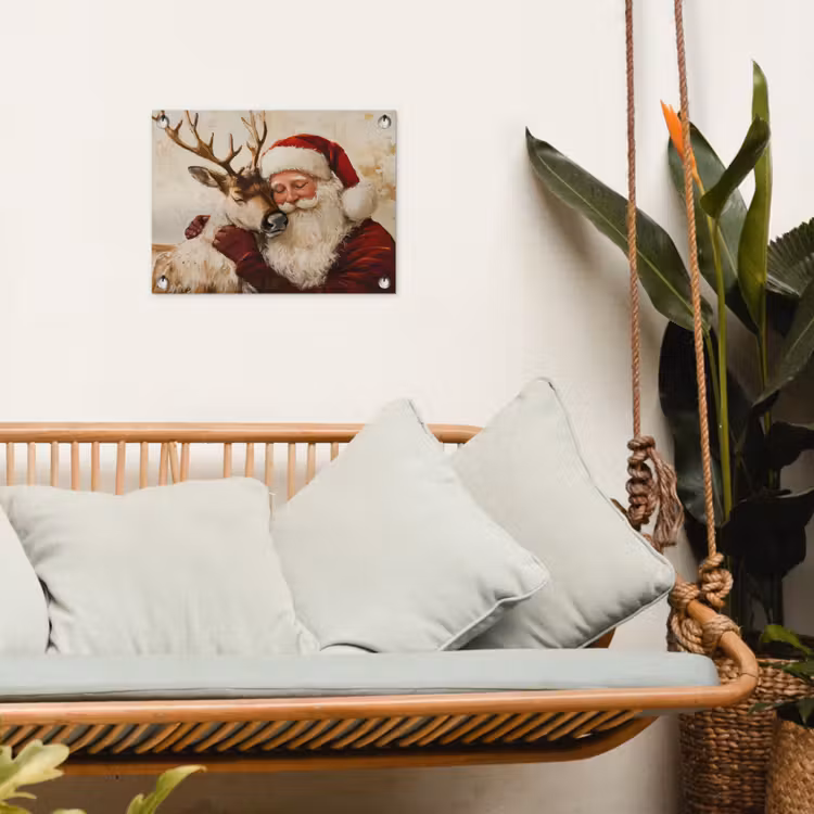Kerstman - Rendier - Kerst - Christmas tuinposter los doek klein -sfeer7