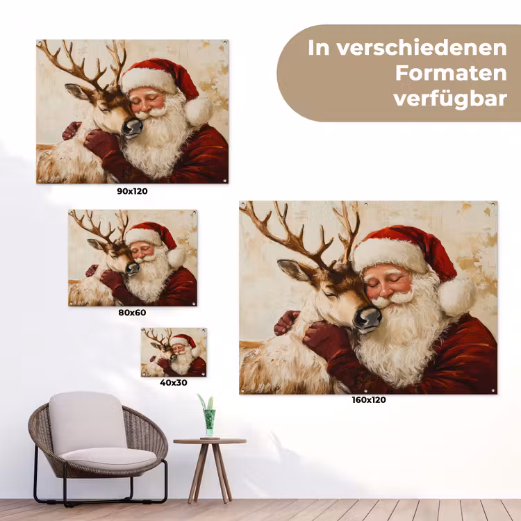 Kerstman - Rendier - Kerst - Christmas tuinposter los doek klein -Xsfeer9_DE