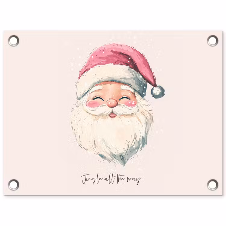 Kerstman - Kerst - Quote - Beige tuinposter los doek klein -3d