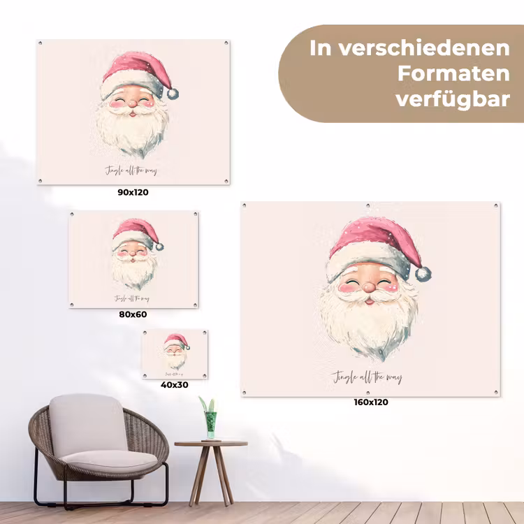 Kerstman - Kerst - Quote - Beige tuinposter los doek klein -Xsfeer9_DE