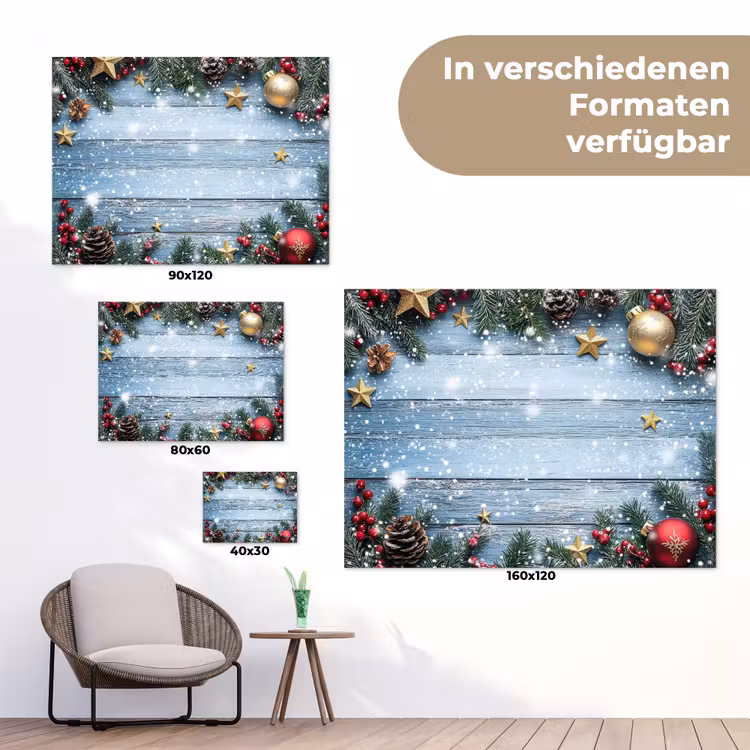 Kerstomlijsting - Sneeuw - Meerkleurig tuinposter los doek klein -Xsfeer9_DE