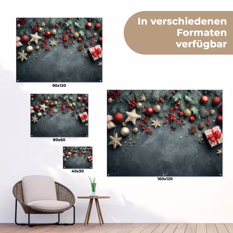 Kerstomlijsting - Hulst - Kleurrijk tuinposter los doek klein -Xsfeer9_DE