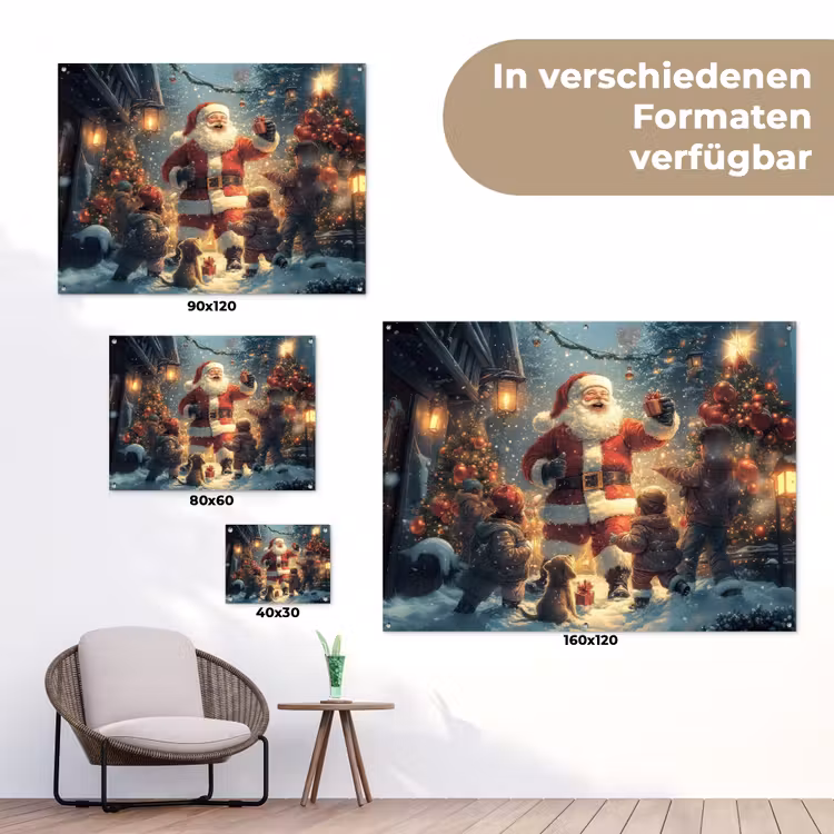 Kerstvreugde - Sneeuw - Kleurrijk tuinposter los doek klein -Xsfeer9_DE