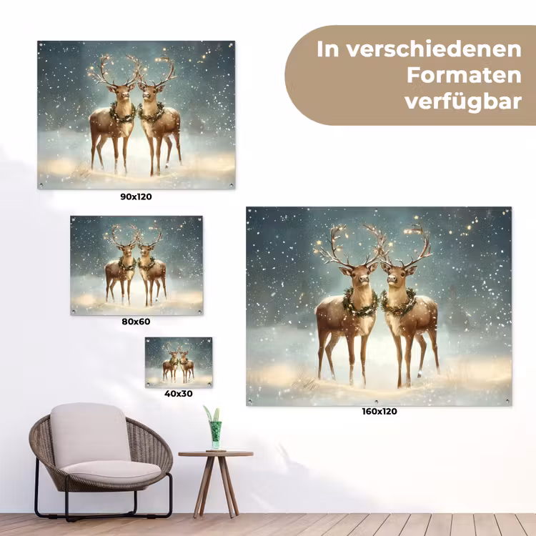 Kerstmagie - Winterwoud - Rendier tuinposter los doek klein -Xsfeer9_DE