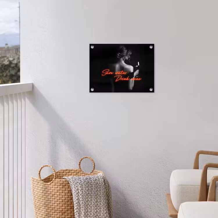 Wijn - Vrouw - Neon - Quote tuinposter los doek klein -sfeer8