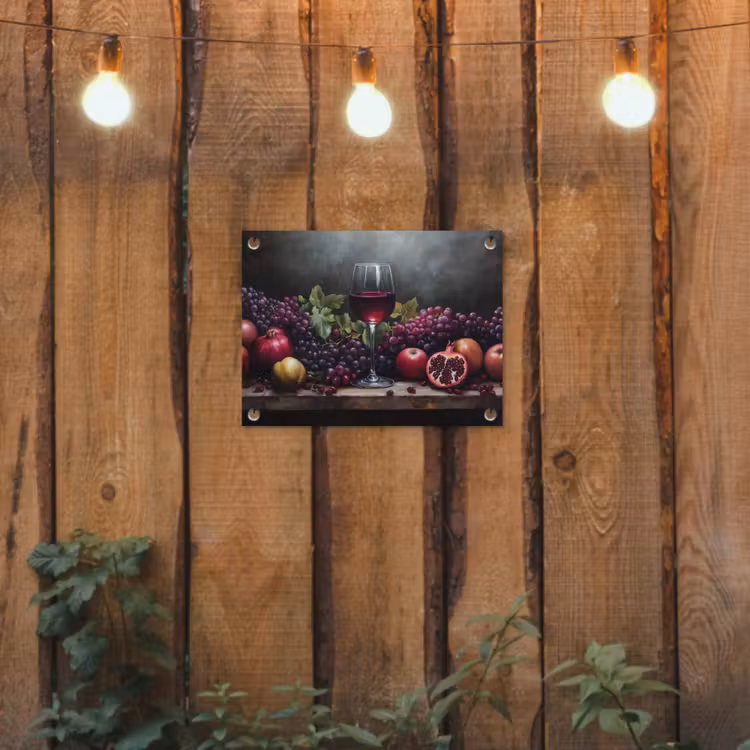 Wijn - Fruit - Stilleven tuinposter los doek klein -sfeer1