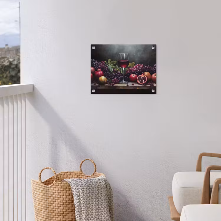 Wijn - Fruit - Stilleven tuinposter los doek klein -sfeer8
