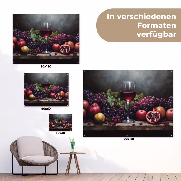 Wijn - Fruit - Stilleven tuinposter los doek klein -Xsfeer9_DE