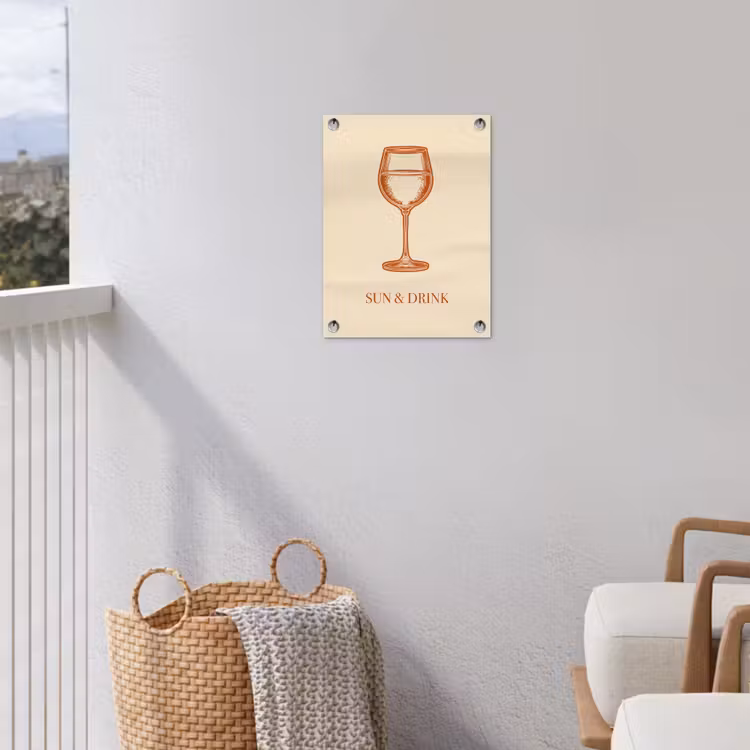 Wijn - Zomer - Quote - Oranje tuinposter los doek klein -sfeer8