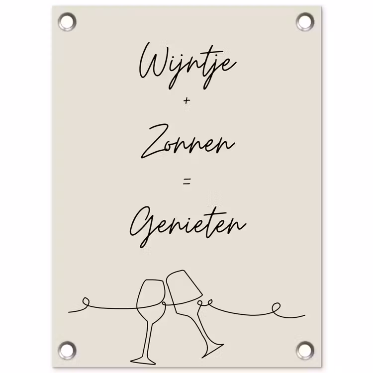 Wijn en Zonnen tuinposter los doek klein -3d