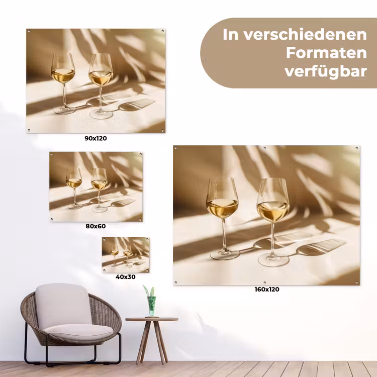 Wijn - Wijnglazen - Wit tuinposter los doek klein -Xsfeer9_DE