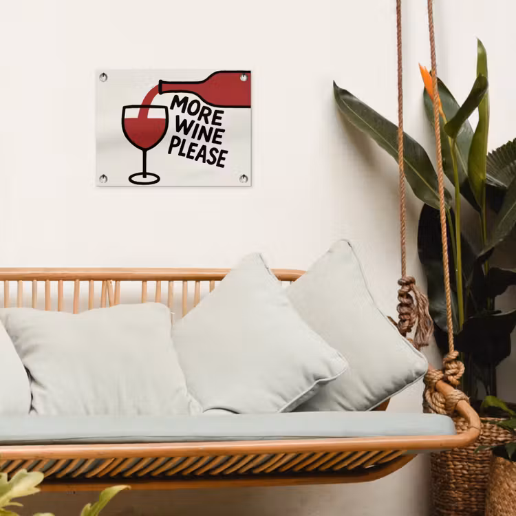 Wijnfles - Quote - Rood - Glas tuinposter los doek klein -sfeer7