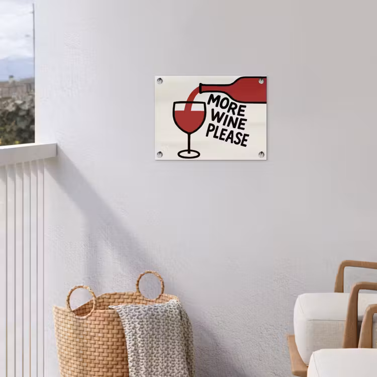 Wijnfles - Quote - Rood - Glas tuinposter los doek klein -sfeer8