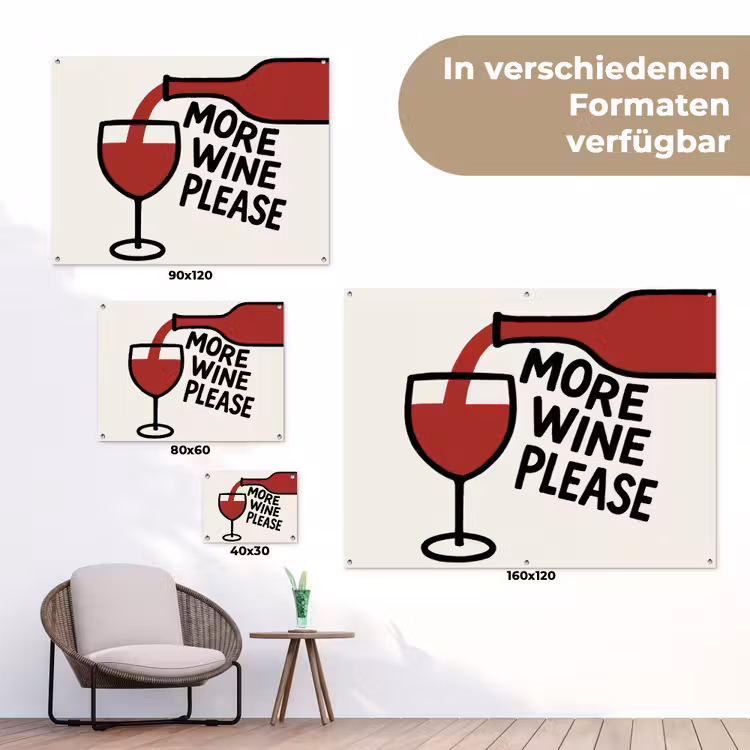 Wijnfles - Quote - Rood - Glas tuinposter los doek klein -Xsfeer9_DE