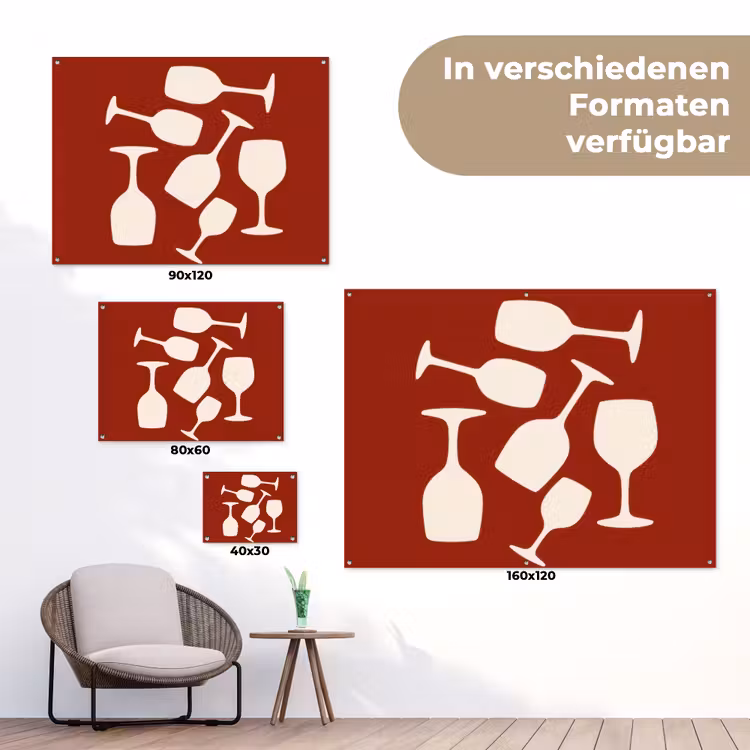 Wijnglazen - Silhouetten - Wit tuinposter los doek klein -Xsfeer9_DE