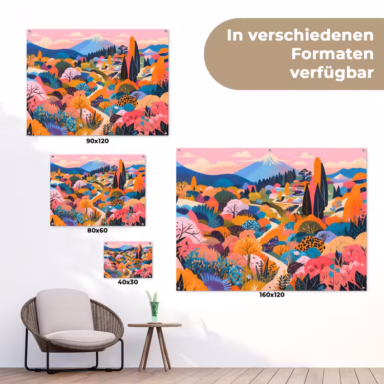 Witte bergtop - Modern - Kleurrijk tuinposter los doek klein -Xsfeer9_DE
